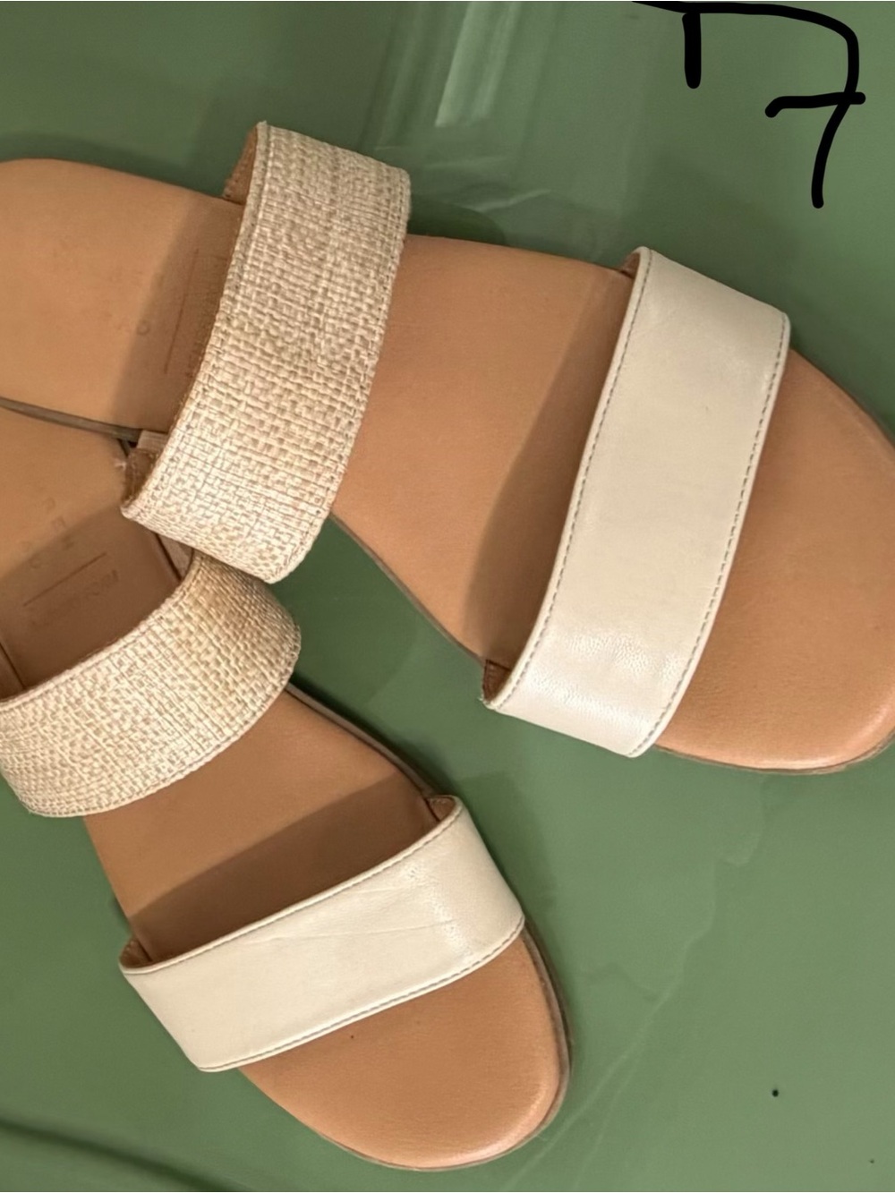LC Lauren Conrad Cream Two-Strap Slide Sandals